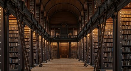 Naklejka premium Long room of the old library at trinity college dublin