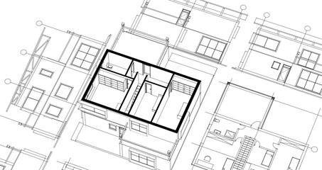 Fototapeta premium residential modern house plan project 3d