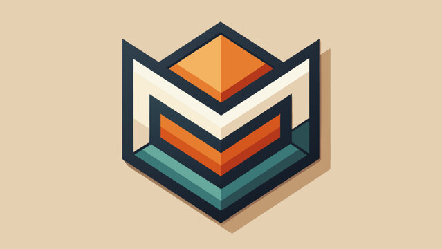 Isometric logo design featuring a stylized letter m concept with 3D depth three dimensional abstract geometric isometric minimalist branding identity business structure creative symmetry
