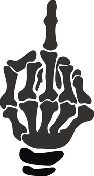 Skeleton Hand Flipping Off Gesture, Gothic Icon
