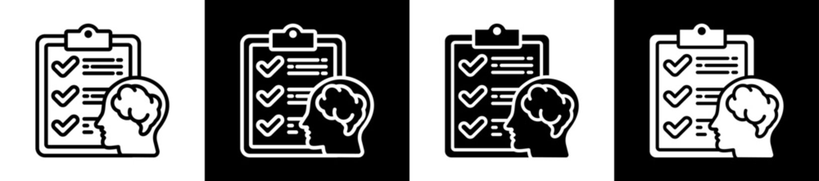 Personality Test Icon Set In Black And White Filled Style Collection