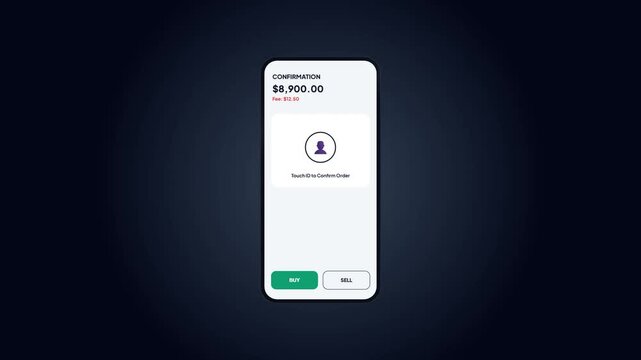 Mobile Payment Confirmation. Financial Transaction UI. Touch Authentication. Banking App Interface. Purchase Approval. Smartphone Finance. Animated Payment Screen