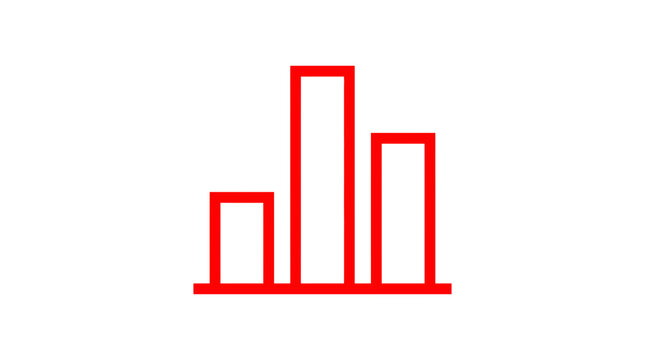 Red Bar Chart Icon on White Background, Business Data Analysis