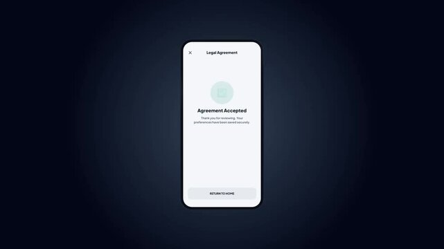Software license agreement. Mobile legal consent UI. Smartphone license acceptance. Digital contract interface. Software compliance flow. Interactive checkbox screen. Light app design.