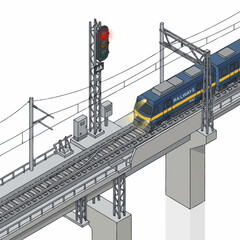 Train on a railway bridge track. © Prasetia