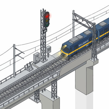 Train on a railway bridge track.