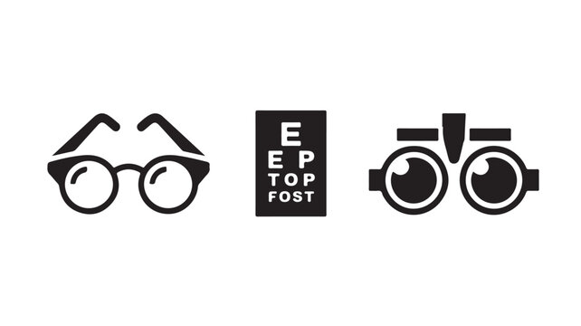 Glasses & Binoculars Icons for Vision & Optics Concepts