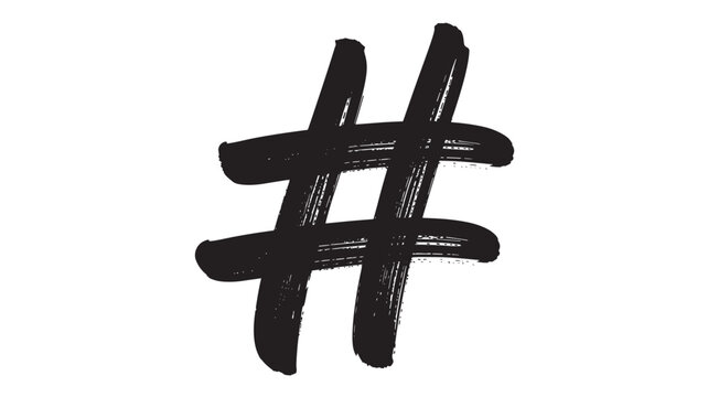 Handwritten Hashtag Symbol on White Background for Social Media Concepts