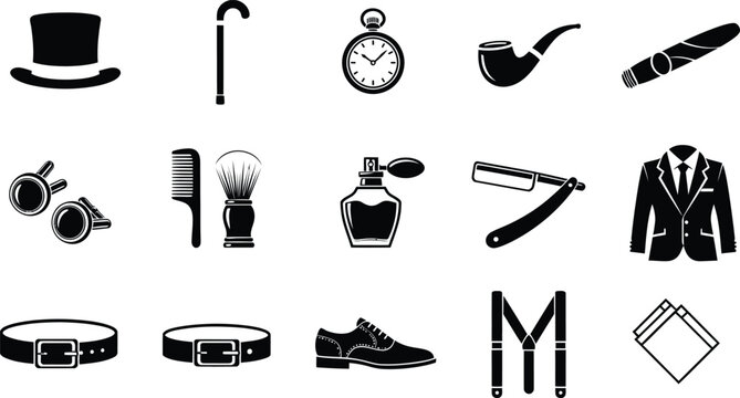 Grooming and fashion icons for mens style and accessories