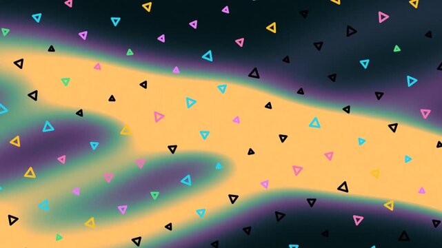 Colorful Triangles Floating on Abstract Gradient Background