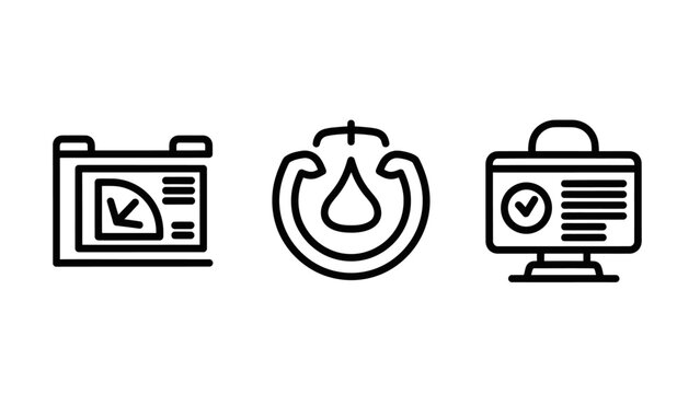 Operational performance and fluid control system icons with performance dashboard technical industrial management analysis software interface engineering efficiency measurement operation