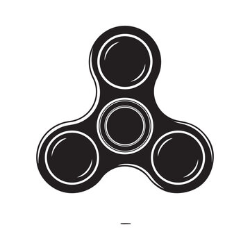 Fidget spinner vector icon with three lobes and central bearing for stress relief and focus
