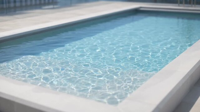 Modern Swimming Pool with Crystal Clear Blue Water Rippling in Bright Sunlight at Luxury Villa Resort