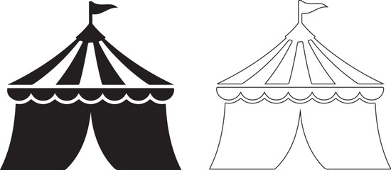 Circus tent icons, black and white, vector illustrations, carnival symbols, festival graphics © Nayeem