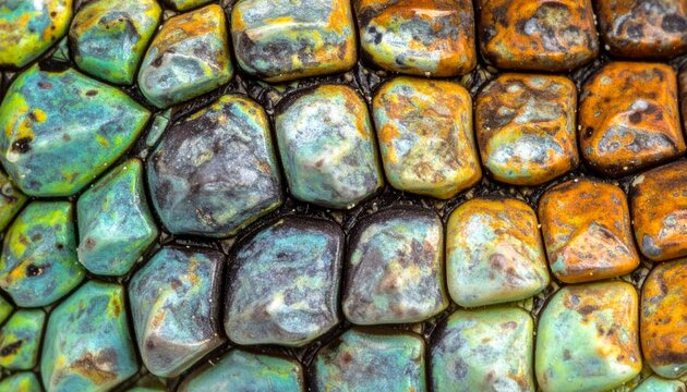 Detailed turtle shell pattern showcasing vibrant colors and geometric shapes.