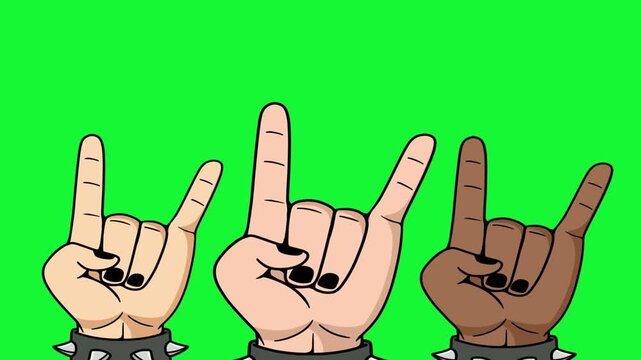 devil horn hand with transparent background good for looping video, metal video, etc