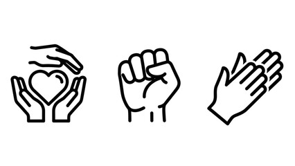Obraz premium Human gesture icon set representing support protest and applause with clapping applause protection protester activism celebration strength solidarity movement appreciation gratitude