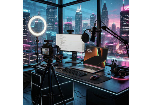 Studio Setup Mockup Realistic Render for Portfolio and Brand Identity