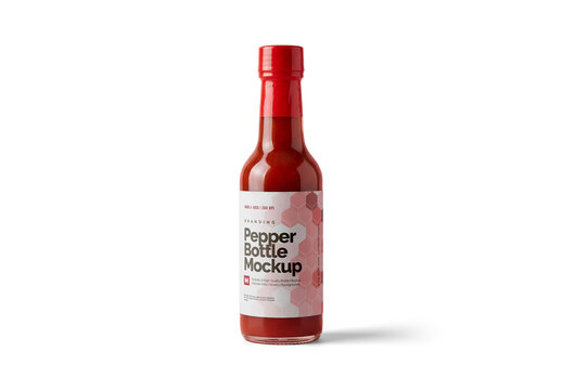 Pepper Sauce Bottle Mockup Template for Professional Brand Identity Showcase