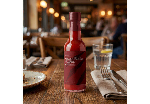 Pepper Sauce Bottle Mockup Realistic Design for Marketing and Packaging