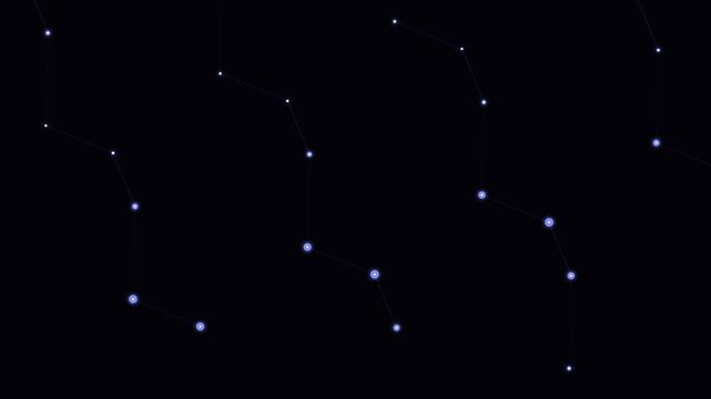 A series of glowing blue dots arranged in a precise diagonal pattern on black