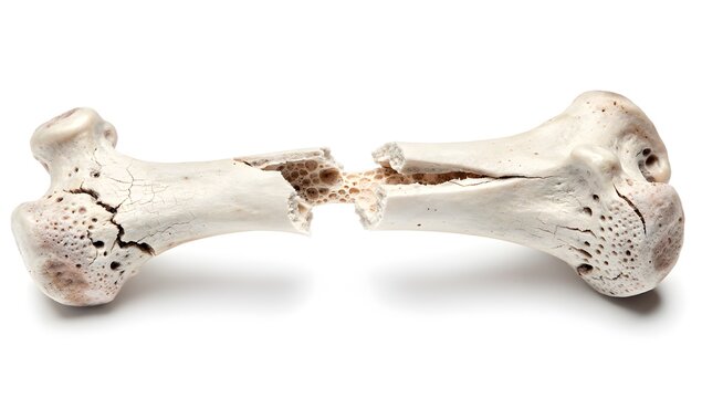 Medical artwork of broken arm bone with detailed fracture surfaces and realistic shading