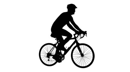 Obraz premium Black silhouette of man riding bicycle