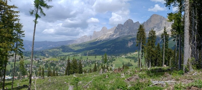 Sentiero di montagna che conduce dal Labirinto del Latemar verso Passo Costalunga nelle Dolomiti