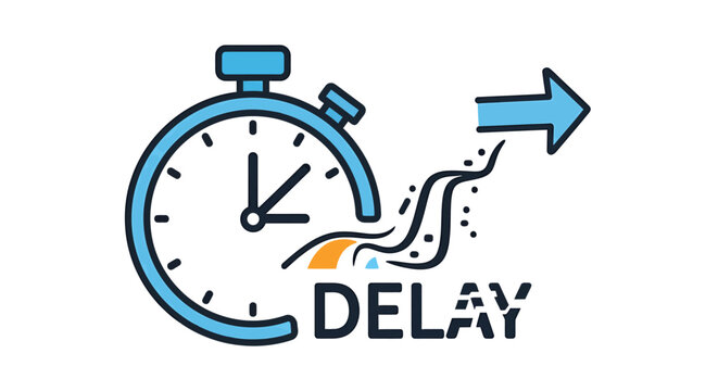 Delayed time conceptual icon with stopwatch and arrow stopwatch deadline management business efficiency productivity schedule planning measurement countdown postpone performance interface