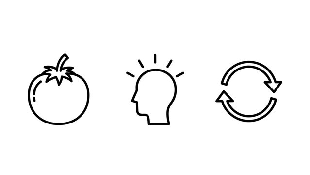 Vegetable quality control and circular thinking methodology concept icons with lightbulb thinking innovation recycling vegetable brainstorming circular sustainability creative strategy