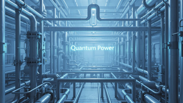 Quantum power facility interior illuminated with advanced computing infrastructure representing breakthrough research capabilities and future technology development