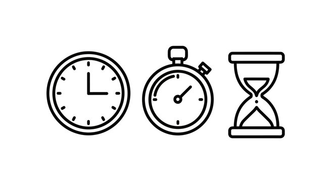 Time management and productivity icon set with management stopwatch hourglass productivity deadline planning schedule efficiency duration business optimization tracking measurement