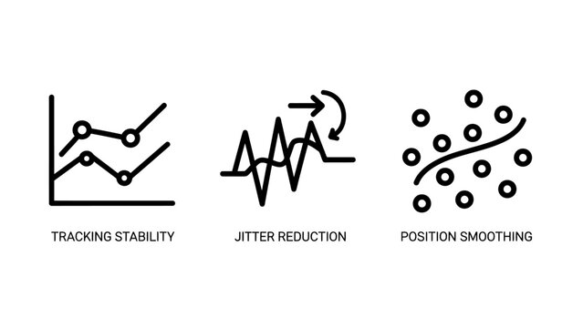 Set of data analysis and statistical graph icons for performance metrics and monitoring with data visualization analysis statistics monitoring stability reduction position smoothing business
