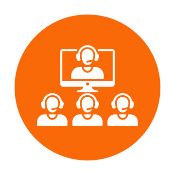 Vibrant vector of a virtual meeting with one presenter and three attendees on a video call