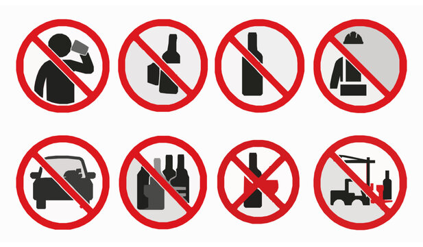 No alcohol drinking prohibition signs.