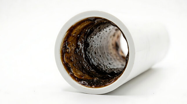 Clogged Water Pipe Interior Isolated on White Background