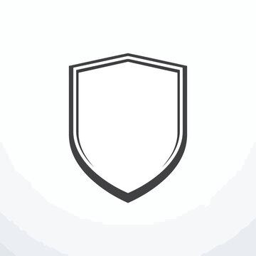 Blank shield icon on white background, safety concept