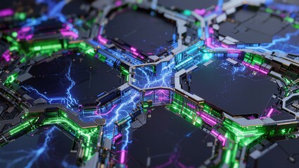 Fototapeta premium Futuristic Quantum Nanomaterial Crystal Network Texture