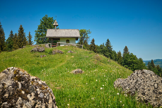 Picturesque Mountain Chapel in the Allgaeu Alps near Steibis, Bavaria, Germany