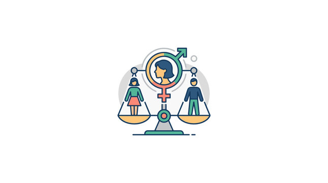 Gender Equality Concept with Man and Woman on Balanced Scales
