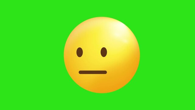 Neutral face emoji on bright green background, suitable for various digital designs, websites, social media posts, and presentations, conveying neutrality with an expressionless stare.