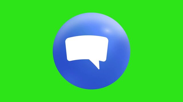 Blue sphere icon with white speech bubble for social media communication. Perfect for graphic design projects and messenger app branding.