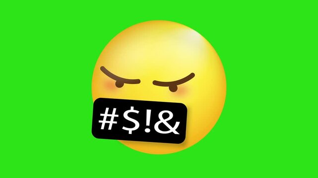 Yellow angry emoji with a black mouth censor bar. Perfect for social media posts, memes, and graphic design.