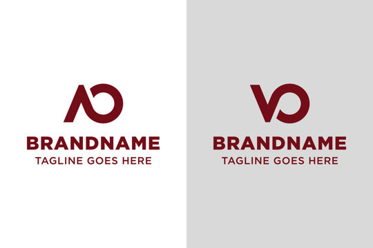 Letters AO VO Monogram Logo Set, suitable for AO OA VO OV Initials Brand