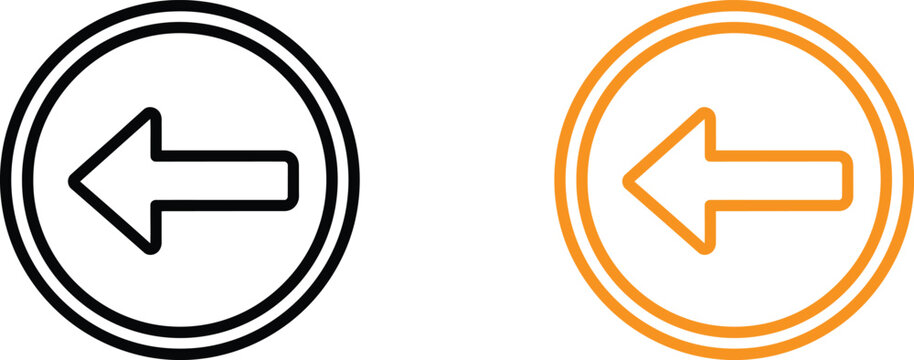 Black and orange circle arrow icons pointing left for website navigation and user interface design