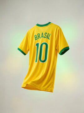 Brazil soccer jersey number 10 floating
