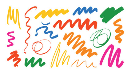 Obraz premium Colorful squiggles and swirls on white background for creative design
