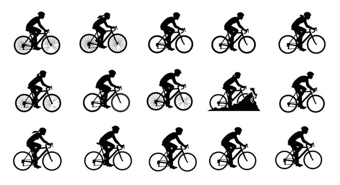 Cycling motion sequence with bicycle rider.
