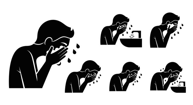 Sick woman blowing nose variations.