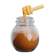 Honey Jar with Dipper 3d illustration © Pentol